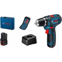 BOSCH GSR 12V-15 gręžtuvas - suktuvas 2x2 Ah + 10 ACC